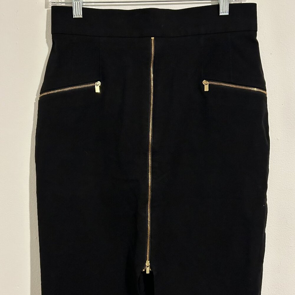 Sexy Bodycon Black Skirt with Gold Zips